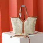 Saint Laurent Tiffany & Fred Paris Raffia Leather Large Tote Brown 50Cm - Image 4