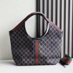 Super Vip 1:1 – Gucci Giglio Small Tote Bag GG Denim Black and White 25Cm 860845 FAFYU 1155 - Image 3