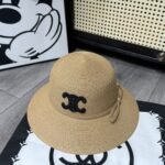Celine Triomphe Raffia Bucket Hat With Bow Natural - Image 3