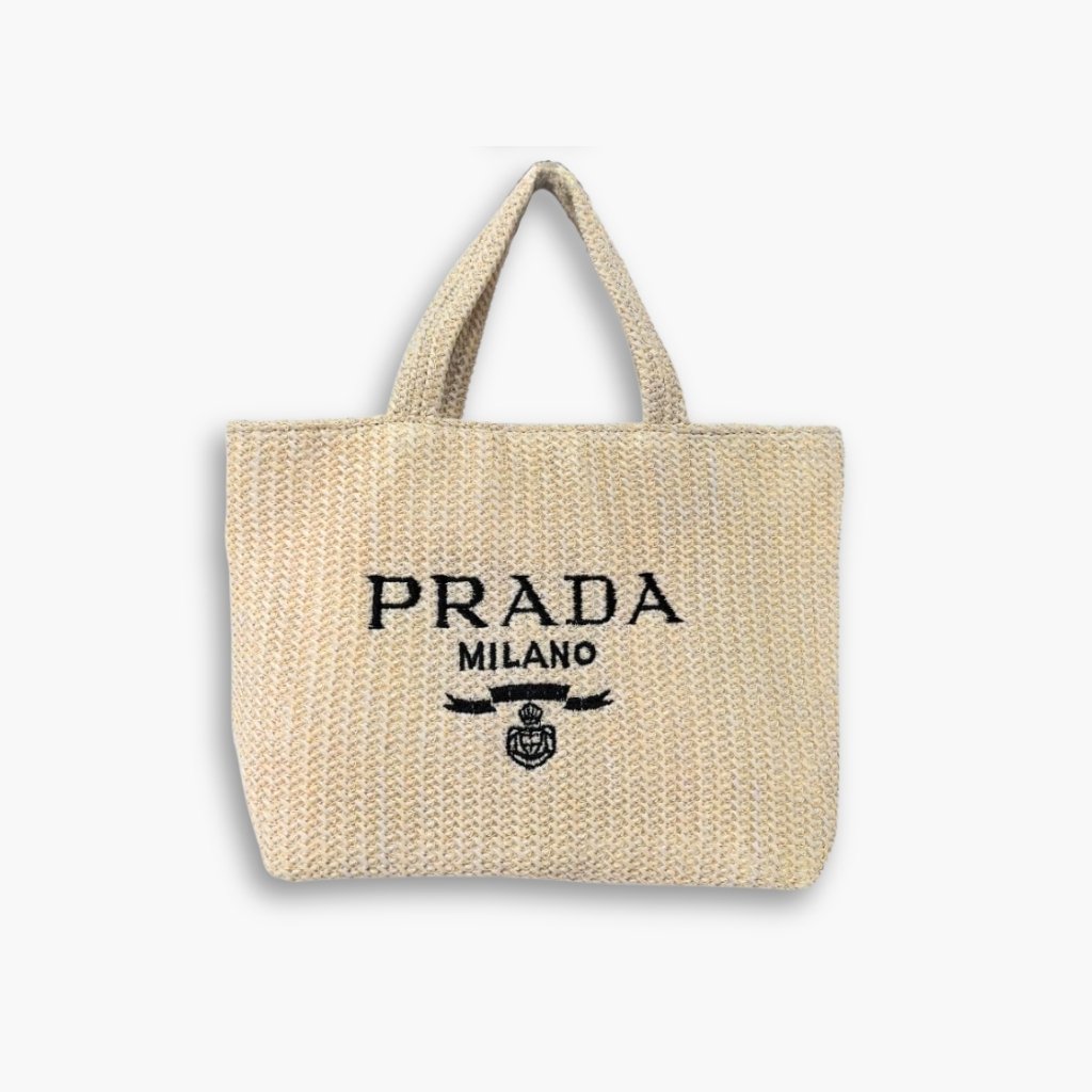 2-3-1 Prada Small Crochet Tote Bag Natural 24cm 1BG422 2A2T F0018 V OOL - Image 1