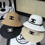 Celine Triomphe Raffia Bucket Hat With Bow Natural - Image 2