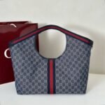 Super Vip 1:1 – Gucci Giglio Large Tote Bag Blue And White GG Denim 60Cm 853971 FAFFQ 8864 - Image 3