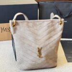 Saint Laurent Niki Supple Bucket In Suede Gray 40Cm - Image 6