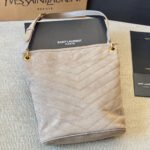 Saint Laurent Niki Supple Bucket In Suede Gray 40Cm - Image 5