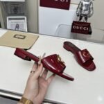 Gucci Women Round Interlocking G Sandal In Burgundy 820860 BNC00 6207 - Image 3