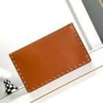 Valentino Garavani Rockstud Raffia Clutch Bag Brown - Image 7