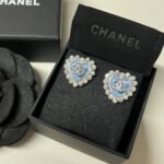 Chanel Heart Motif And Crystal Earrings Blue - Image 5