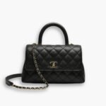 Chanel Flap Bag With Top Handle Grained And Gold Metal Black 24cm A92990 B05061 94305