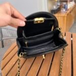 Chanel Kelly Mini Shopping Bag Shiny Aged Gold Tone Metal Black 19Cm AS4416 B14296 94305 - Image 6