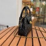 Chanel Kelly Mini Shopping Bag Shiny Aged Gold Tone Metal Black 19Cm AS4416 B14296 94305 - Image 9