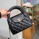 Chanel Kelly Mini Shopping Bag Shiny Aged Gold Tone Metal Black 19Cm AS4416 B14296 94305 - Image 7