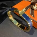 Hermes Clic Clac H Bracelet Gold In Blue - Image 2