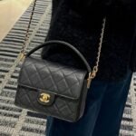 Chanel Small Flap Bag With Handle Black 20cm AS5166 B18184 94305 - Image 6