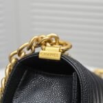 Chanel Boy Chevron Medium Handbag Black In Gold 25cm - Image 7