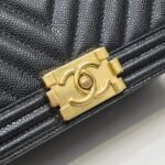 Chanel Boy Chevron Medium Handbag Black In Gold 25cm - Image 8
