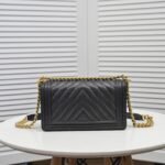 Chanel Boy Chevron Medium Handbag Black In Gold 25cm - Image 5