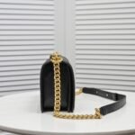 Chanel Boy Chevron Medium Handbag Black In Gold 25cm - Image 2