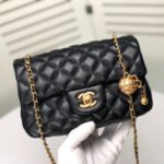 Chanel Flap Bag Mini Rectangular Pearl Crush Gold Black 20Cm AS1787 B18602 94305 - Image 3