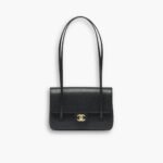 Chanel Small Flap Bag Grained Shiny And Gold Tone Black 22cm AS6130 B23483 94305