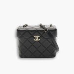 Chanel Small Secret Box Bag Quilted Leather Gold Tone Black 16cm