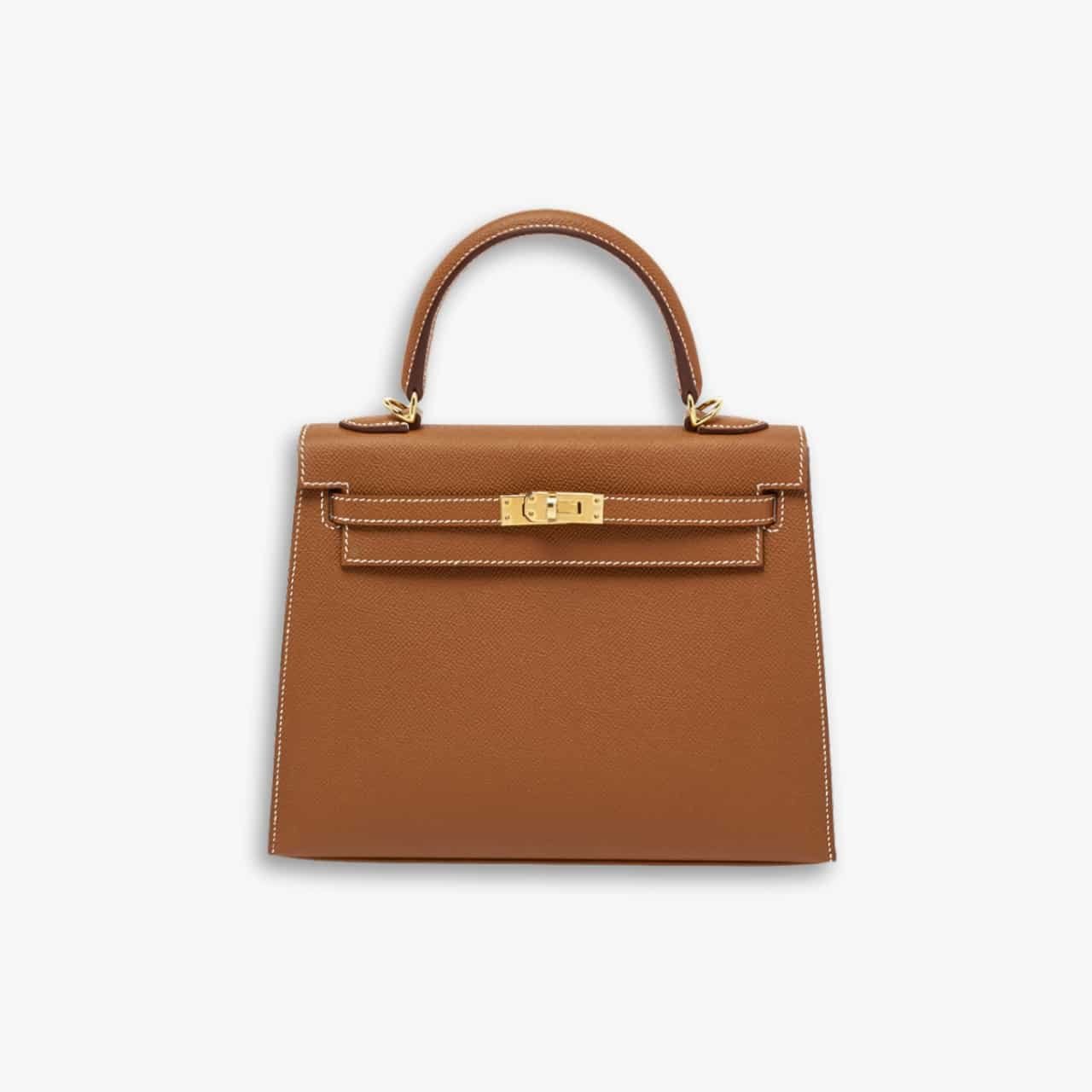 ELG_HMB1017-1 Hermes Sellier Kelly Handbag Brown 25cm - Image 1