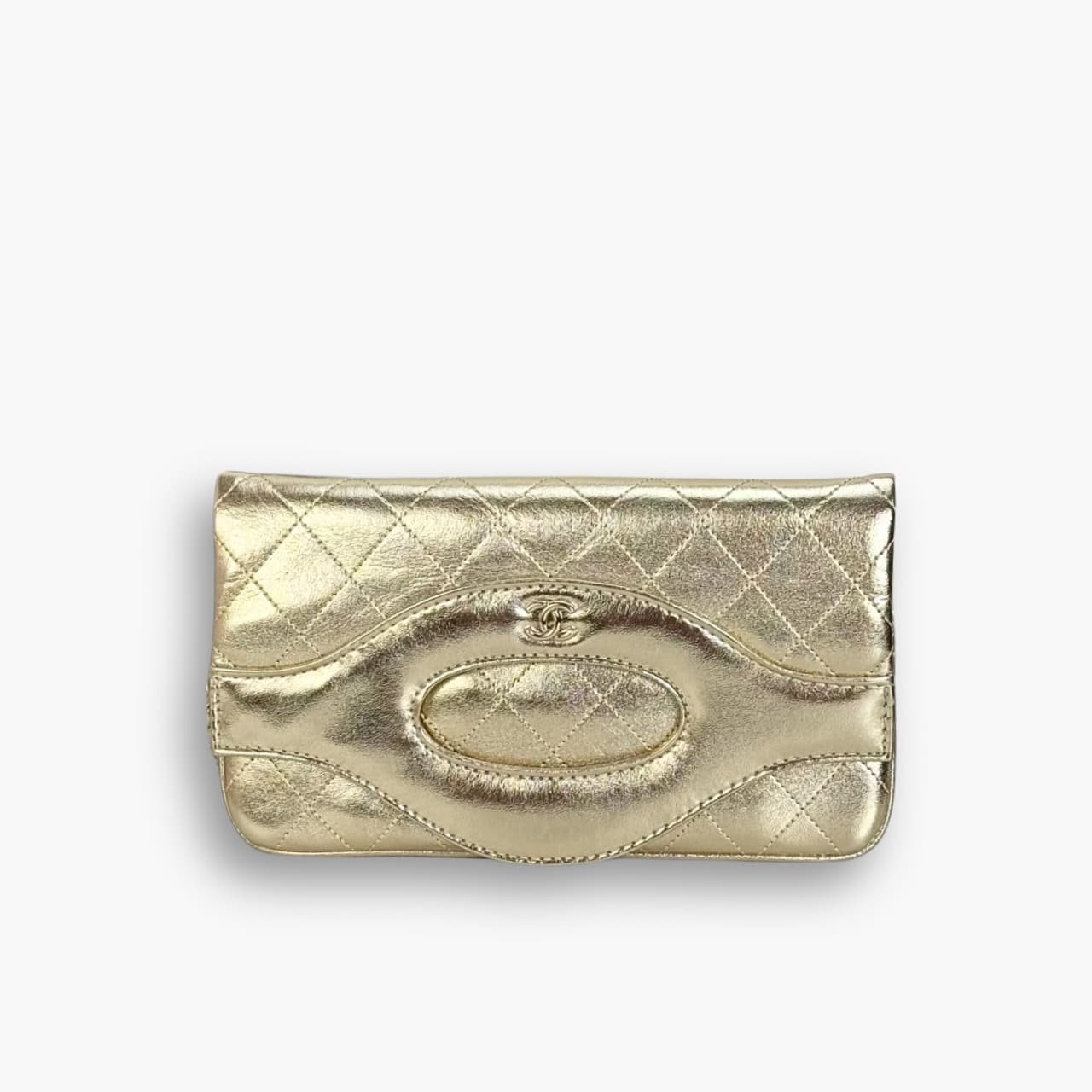 ELG_LVB1150-1-16 Chanel Small 31 Metallic Crumpled Pouch Bag Gold 24cm - Image 1