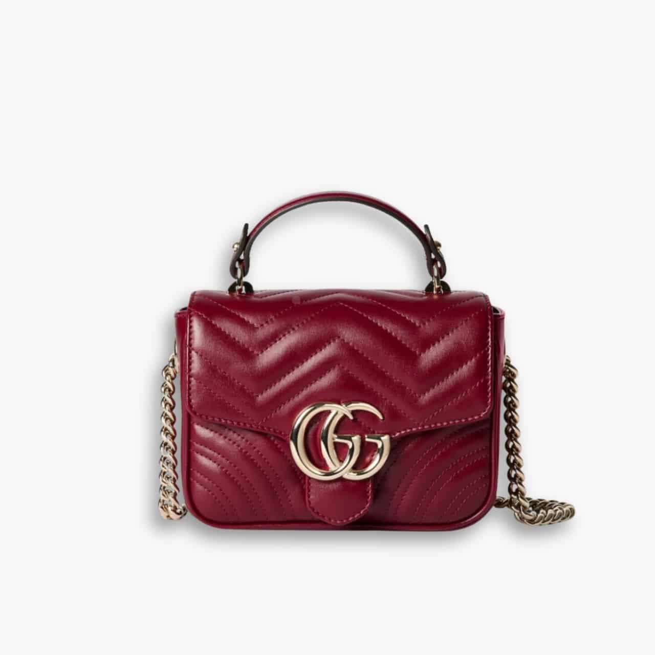 ELG_LVB1150-12-1 Gucci Gg Marmont Mini Top Handle Bag Rosso Ancora Red 17cm 811238 AAECK 6207 - Image 1