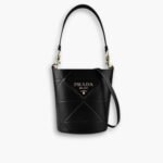 Prada Symbole Leather Bucket Bag Black 21Cm 1BE048 ASK F0002