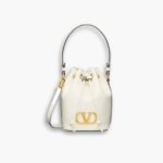 Valentino Mini Vlogo Signature Bucket Bag White 22cm