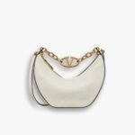 Valentino Small Vlogo Moon Hobo Bag With Chain White 24cm