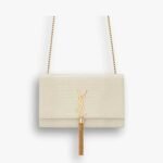 Saint Laurent Kate Medium Tassel In Crocodile White 24cm