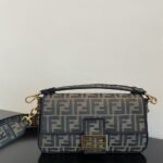 Fendi Baguette FF Jacquard Fabric Bag Brown 27cm 8BR600A6V5F17U4 - Image 2