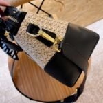 Fendi By The Way Straw Bag Beige And Black 25cm 8BL146AF2XF1E1I - Image 3