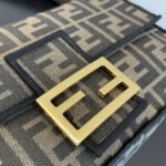 Fendi Baguette FF Jacquard Fabric Bag Brown 27cm 8BR600A6V5F17U4 - Image 4