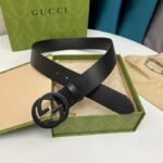 Gucci Selleria Leather Belt Black 368186 BGH0V 1000 - Image 8
