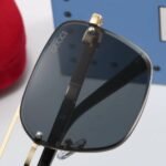 Gucci Square Gradient Vintage Gold Metal Sunglasses Black - Image 5