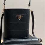 Prada Symbole Leather Bucket Bag Black 21Cm 1BE048 ASK F0002 - Image 2