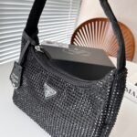 Prada Re Edition Mini Satin Bag With Crystals Black 22Cm 1BC515 2AWL F0002 V OOO - Image 2