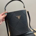 Prada Symbole Leather Bucket Bag Black 21Cm 1BE048 ASK F0002 - Image 3