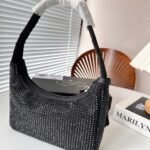 Prada Re Edition Mini Satin Bag With Crystals Black 22Cm 1BC515 2AWL F0002 V OOO - Image 3