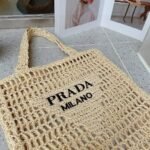 Prada Crochet Tote Bag Natural 38cm 1BG393 2C2T F0018 V OOO - Image 2
