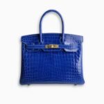 Hermes Birkin 30 Crocodile Gold-toned Hardware Dark Blue 30cm