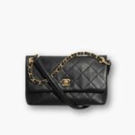 Chanel Large Flap Bag Gold Tone Hardware Black 25Cm