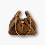 Chanel 25 Small Handbag Faux Leopard Fur And Gold Tone Metal Brown 28Cm