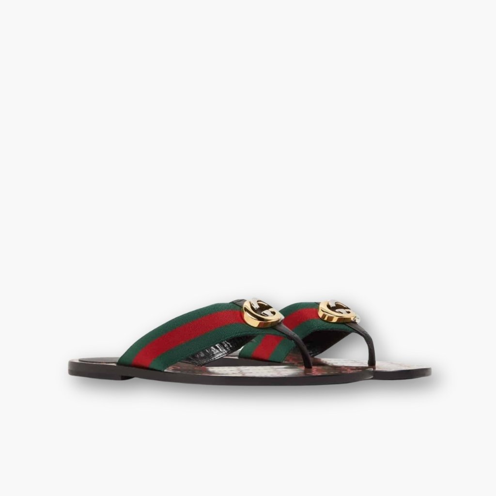 Thumbnails-Elegous-5 Gucci GG Thong Web Sandal Black And Red 612138 H9020 8476 - Image 1