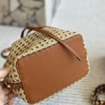 Valentino Rockstud Woven Bucket Bag Brown 19cm - Image 6