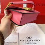 Valentino Garavani Locò Leather Shoulder Bag Pink 28cm - Image 8