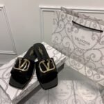 Valentino Vlogo Square Toe Slide Black - Image 3