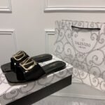 Valentino Vlogo Square Toe Slide Black - Image 4