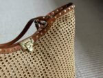 Valentino Garavani Rockstud Raffia Tote Bag Brown 31cm - Image 3